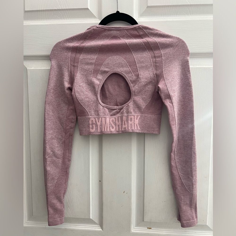 Gymshark Flex Crop Top Long Sleeve Active Deep Blush/White Size Small - Picture 4 of 12